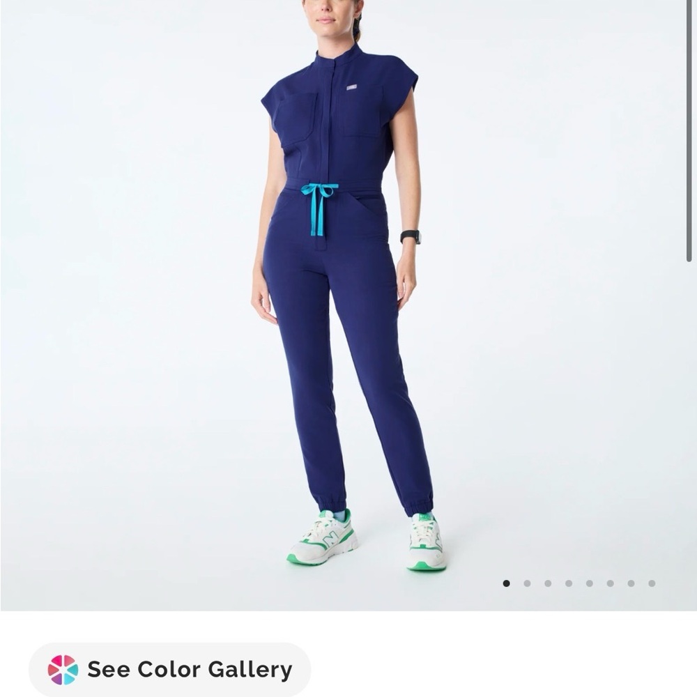 Figs Women's Sapphire Scrub Jumpsuit with Teal Accents